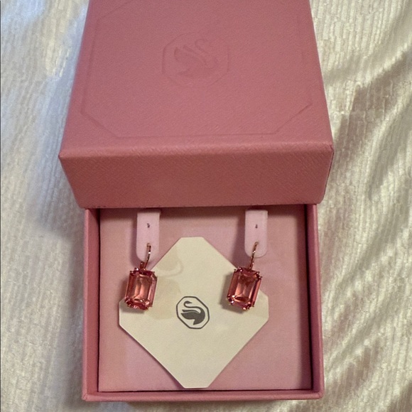 Swarovski Pink Crystal Drop Earrings - Picture 3 of 8